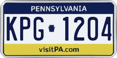 PA license plate KPG1204