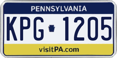 PA license plate KPG1205