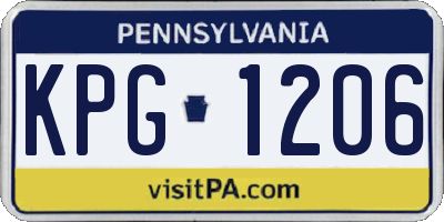 PA license plate KPG1206