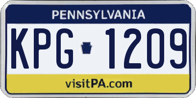 PA license plate KPG1209
