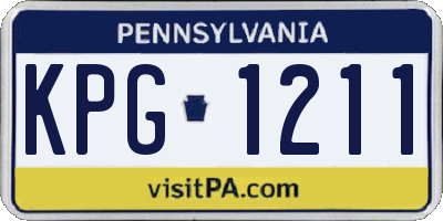 PA license plate KPG1211