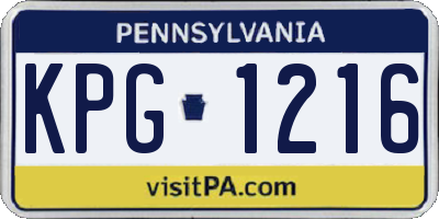 PA license plate KPG1216