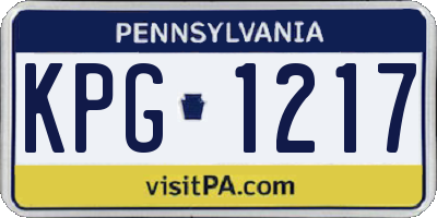 PA license plate KPG1217