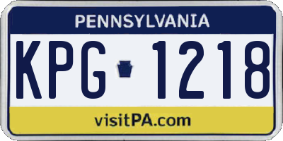 PA license plate KPG1218
