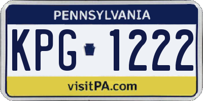 PA license plate KPG1222