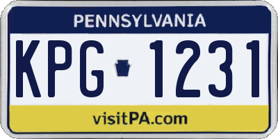 PA license plate KPG1231
