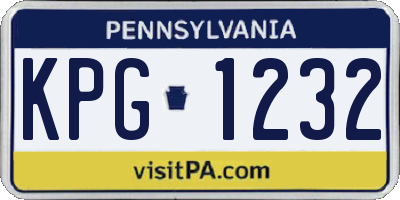 PA license plate KPG1232
