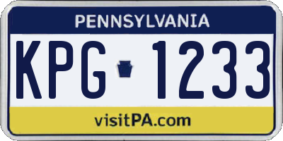 PA license plate KPG1233
