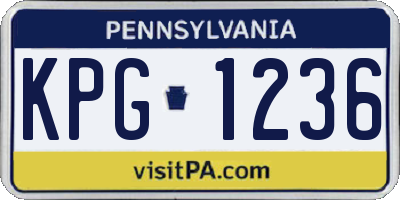 PA license plate KPG1236