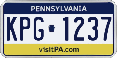 PA license plate KPG1237