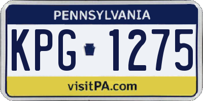 PA license plate KPG1275