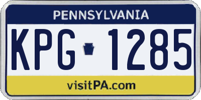 PA license plate KPG1285