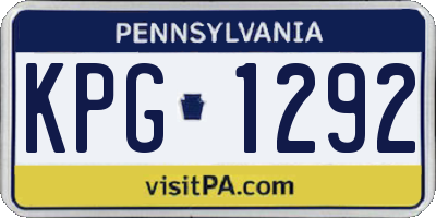 PA license plate KPG1292