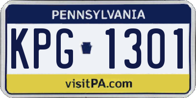 PA license plate KPG1301