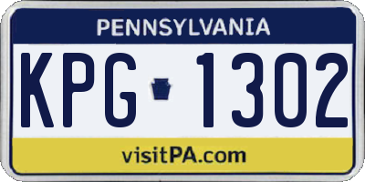 PA license plate KPG1302