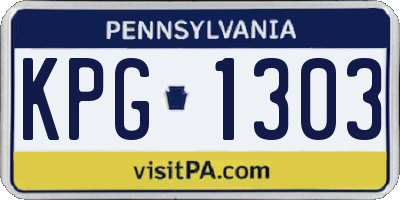 PA license plate KPG1303