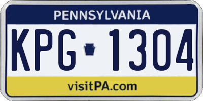 PA license plate KPG1304