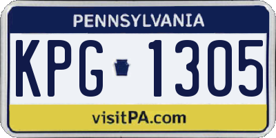 PA license plate KPG1305