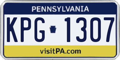 PA license plate KPG1307