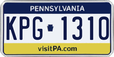 PA license plate KPG1310