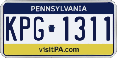 PA license plate KPG1311