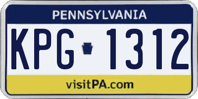 PA license plate KPG1312