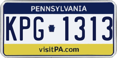 PA license plate KPG1313