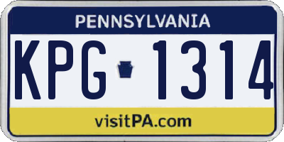PA license plate KPG1314
