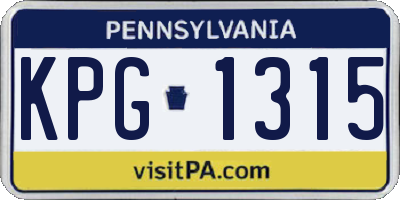 PA license plate KPG1315