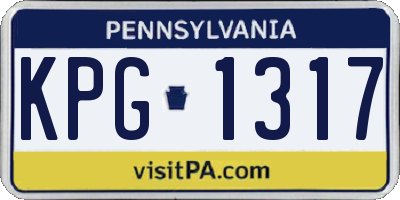 PA license plate KPG1317