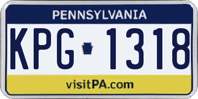 PA license plate KPG1318
