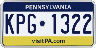 PA license plate KPG1322