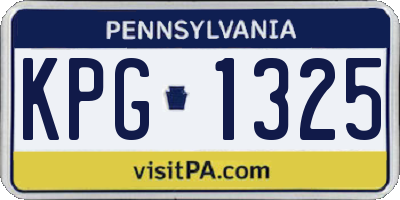 PA license plate KPG1325