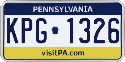 PA license plate KPG1326