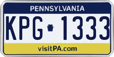 PA license plate KPG1333