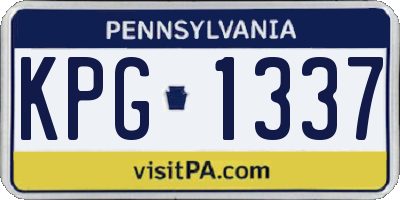 PA license plate KPG1337