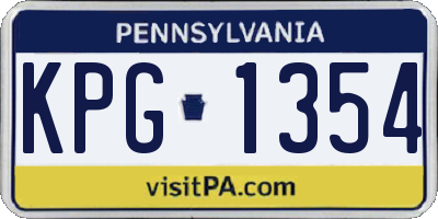 PA license plate KPG1354