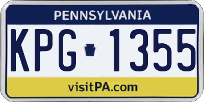 PA license plate KPG1355