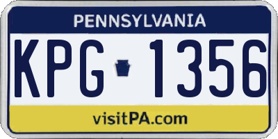 PA license plate KPG1356