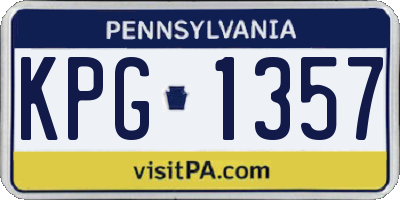 PA license plate KPG1357