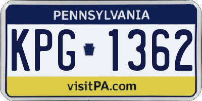 PA license plate KPG1362