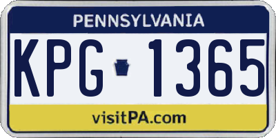 PA license plate KPG1365