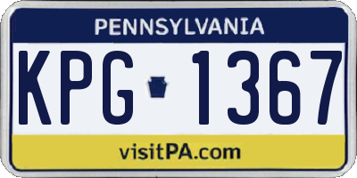PA license plate KPG1367