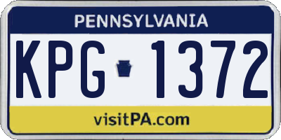 PA license plate KPG1372