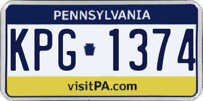PA license plate KPG1374
