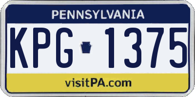 PA license plate KPG1375