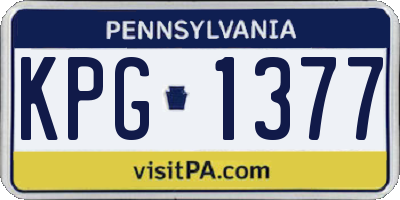 PA license plate KPG1377