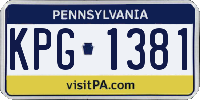 PA license plate KPG1381