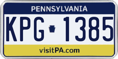 PA license plate KPG1385