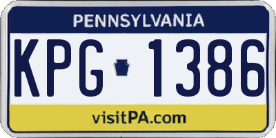 PA license plate KPG1386